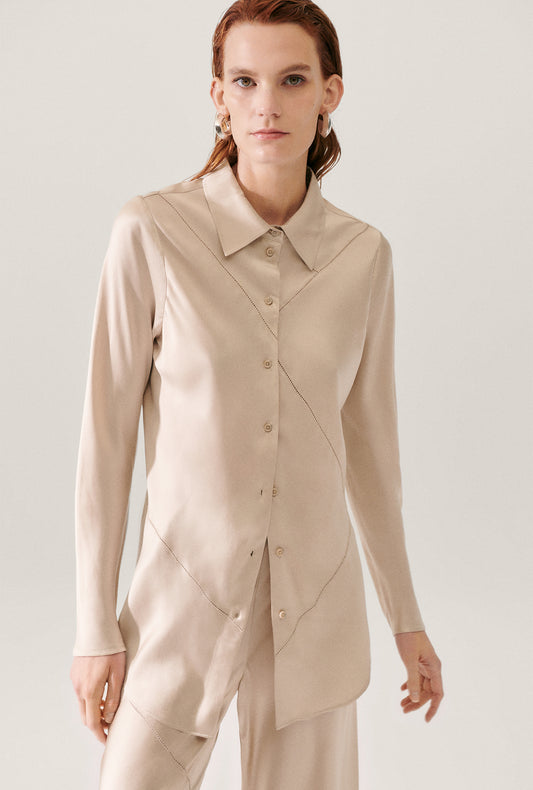 SPLICE BIAS CUT SHIRT HAZELNUT