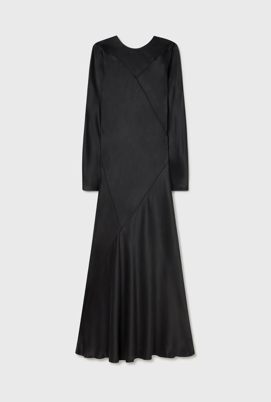 SPLICE FULL SLEEVE BIAS DRESS BLACK