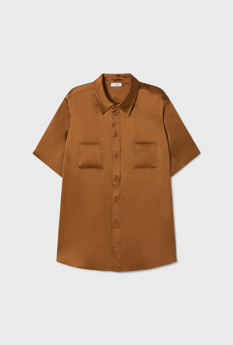 SHORT SLEEVE BOYFRIEND SHIRT VAN DYKE BROWN