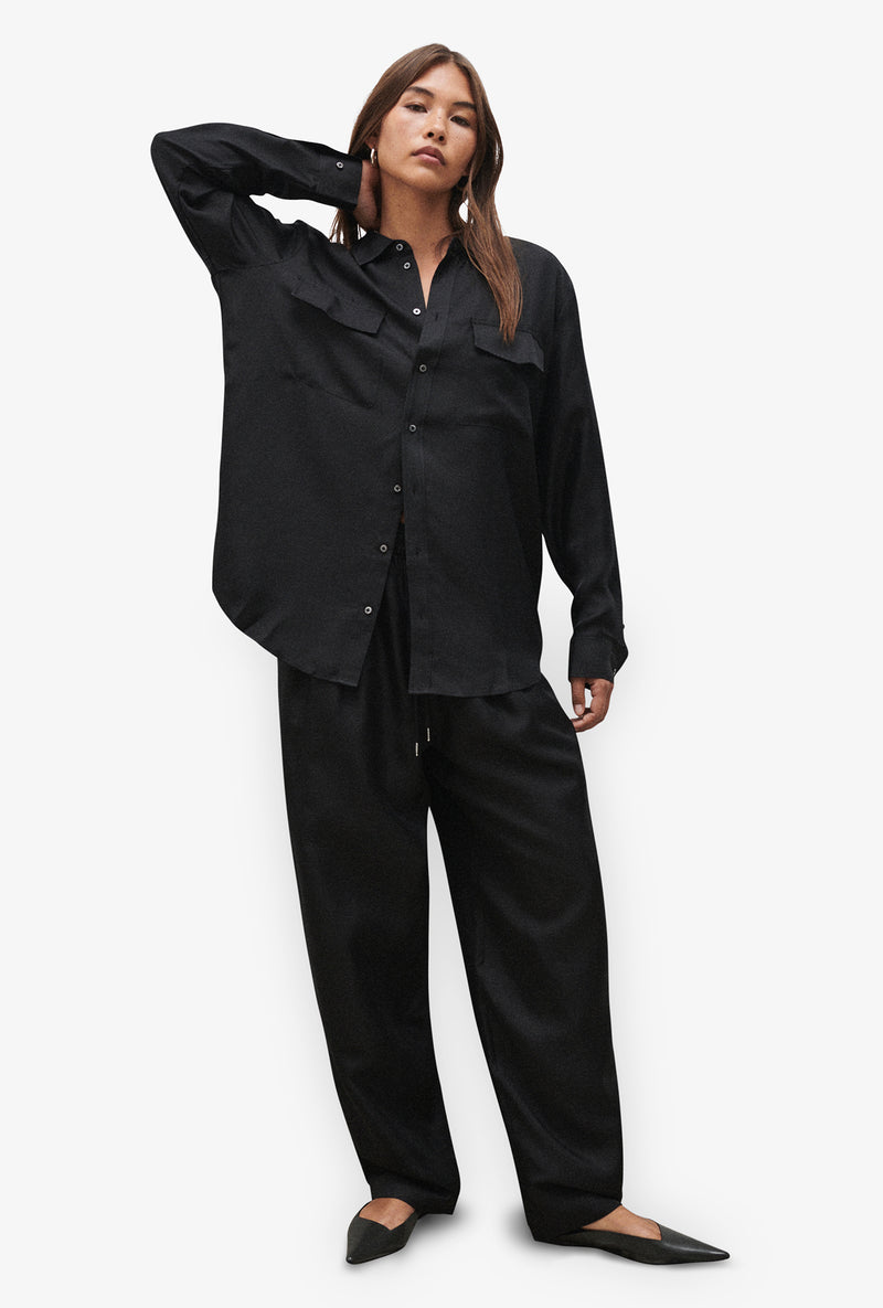 TWILL BOYFRIEND SHIRT BLACK