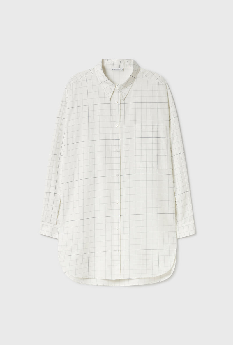 COTTON SILK ROUND SHIRT GRID