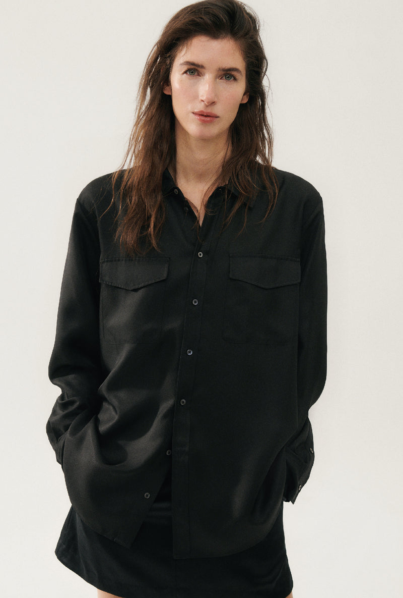 TWILL BOYFRIEND SHIRT BLACK