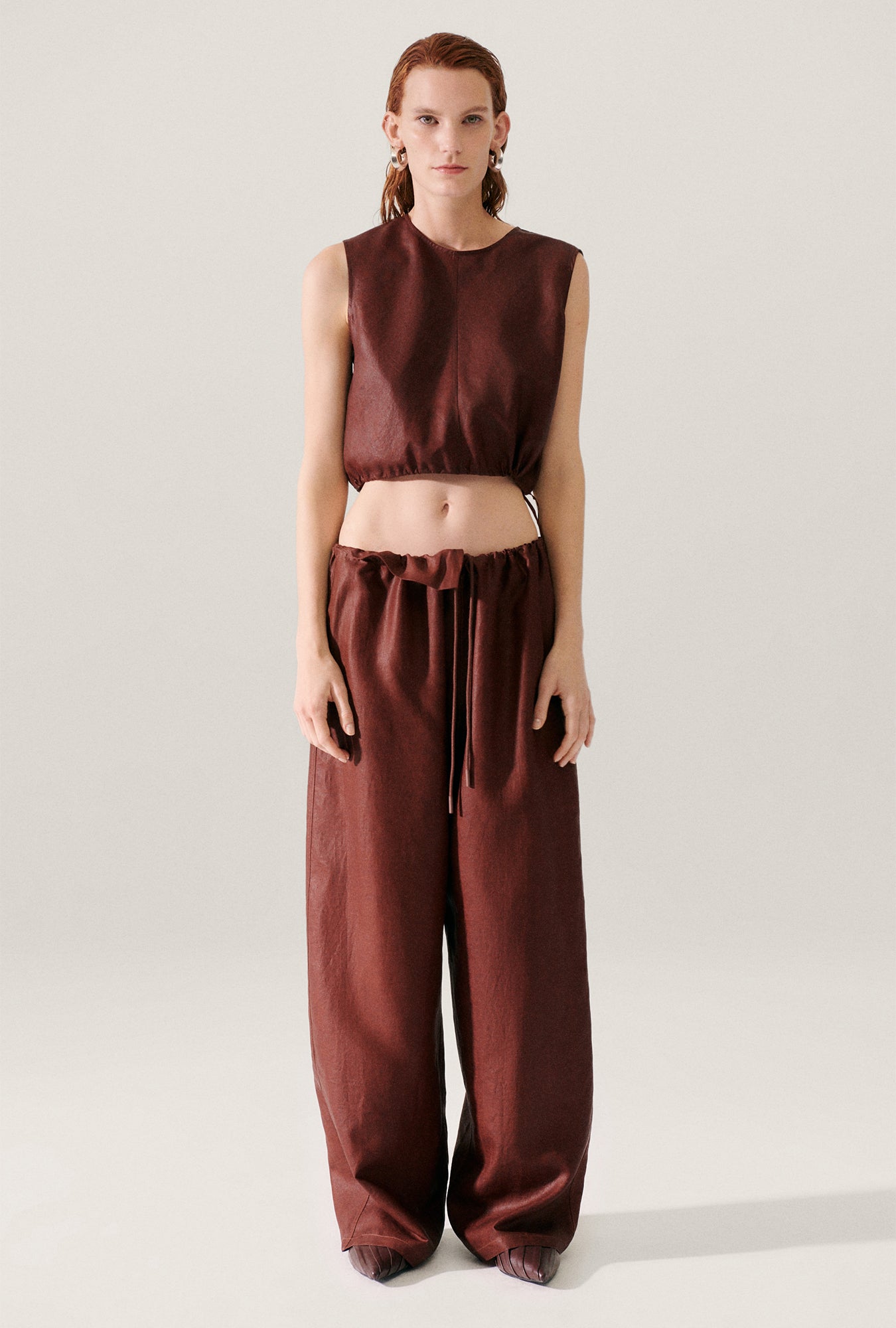 MUD SILK DRAWSTRING TROUSER IRON