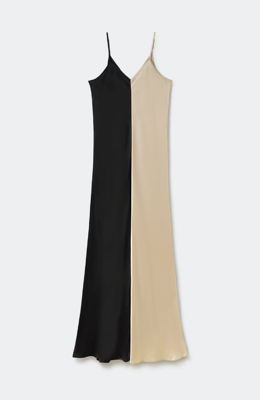 TWO-TONE DRESS HAZELNUT/BLACK