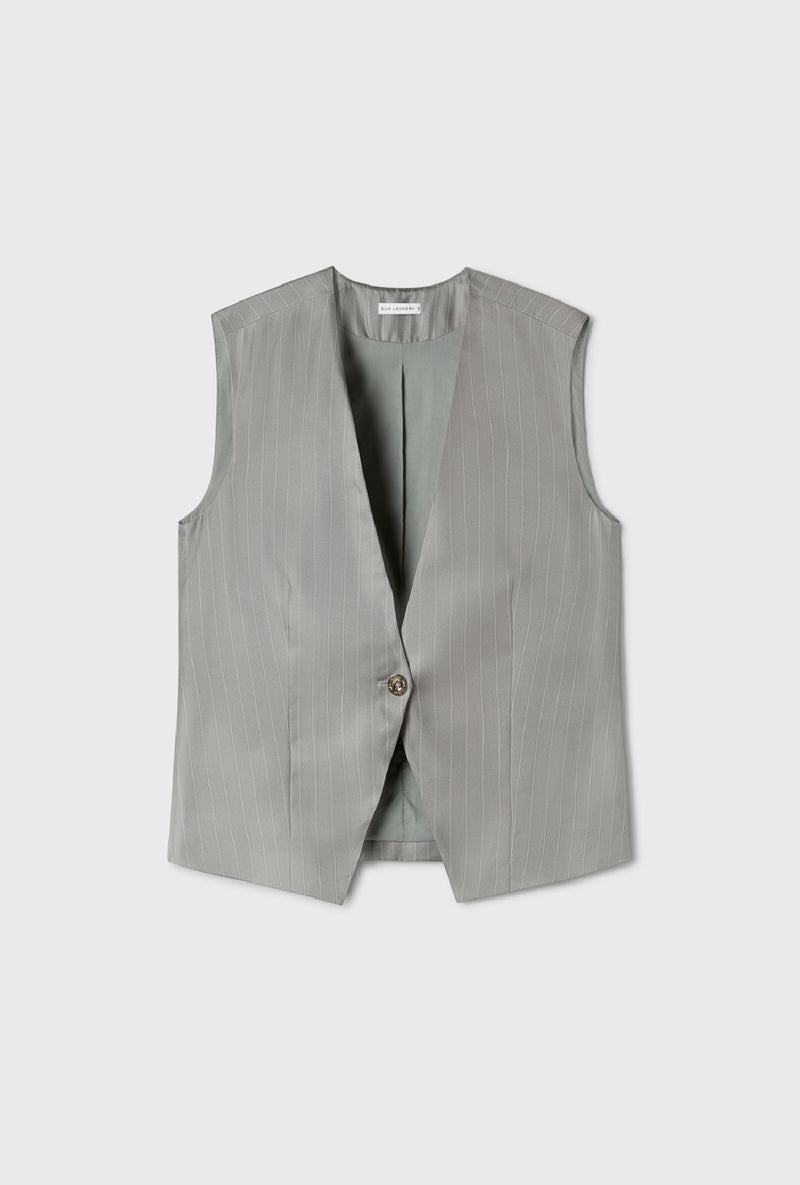 TWILL SLOUCH VEST MOON PINSTRIPE