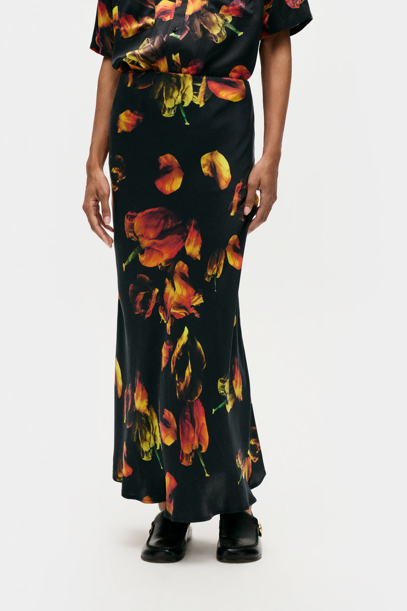 LONG BIAS CUT SKIRT TULIPA BLACK