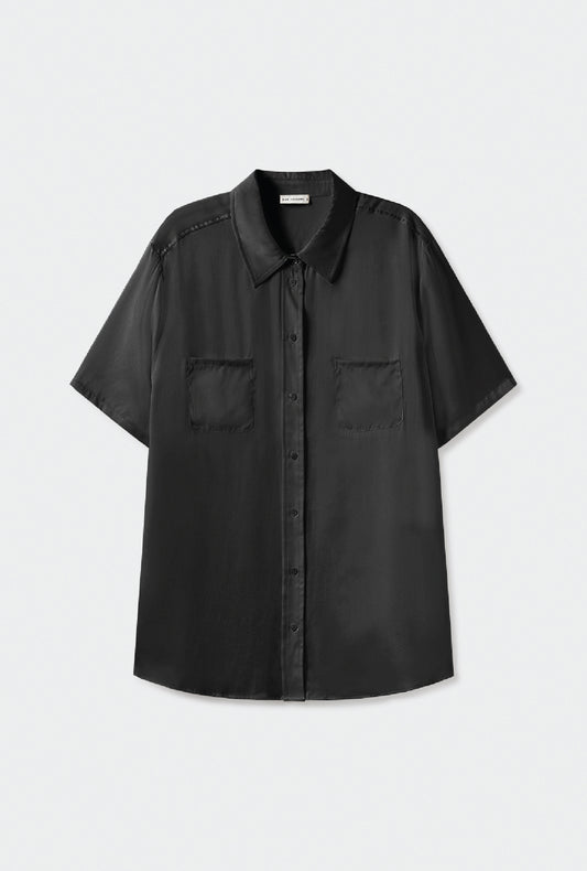 SHORT SLEEVE BOYFRIEND SHIRT BLACK