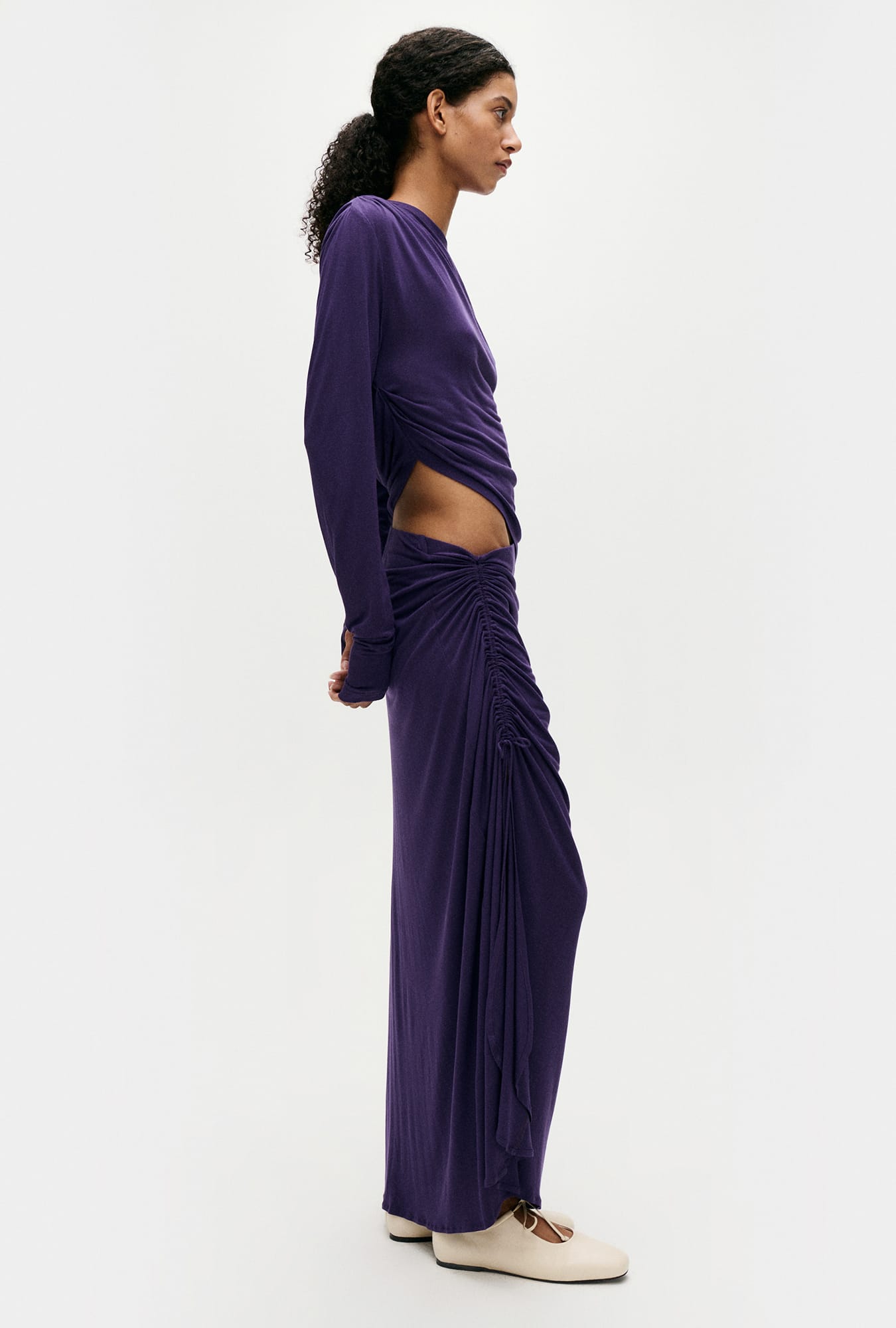 JERSEY MODAL DRAPE TOP NIGHTSHADE