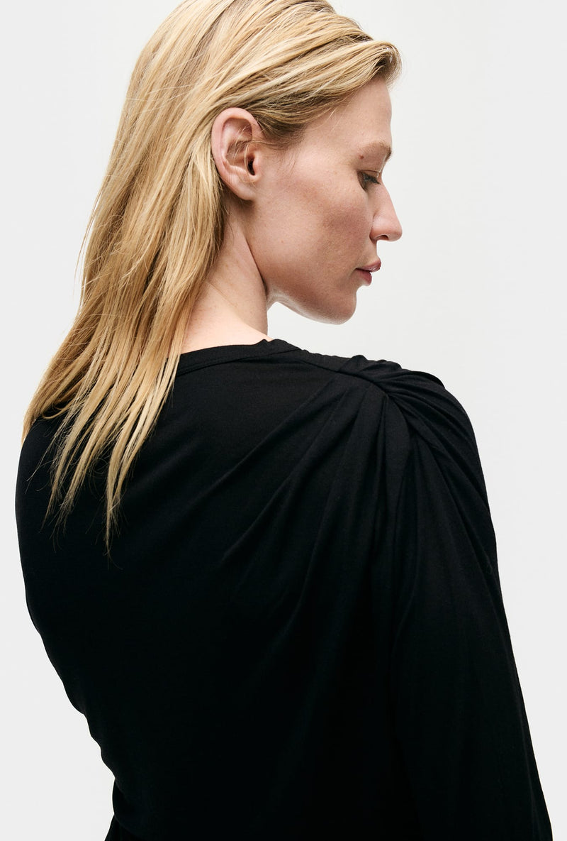 JERSEY MODAL DRAPE TOP BLACK