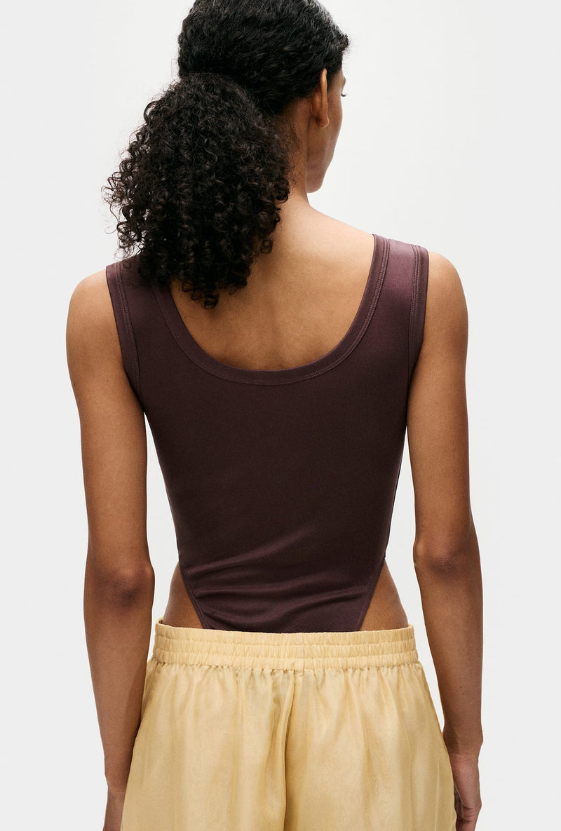 JERSEY MODAL CUTAWAY BODYSUIT CACAO