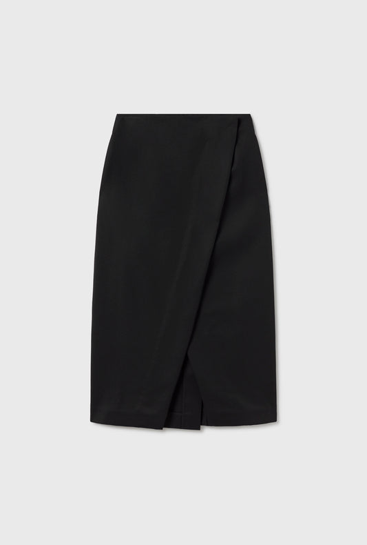 WOOL WRAP SKIRT BLACK