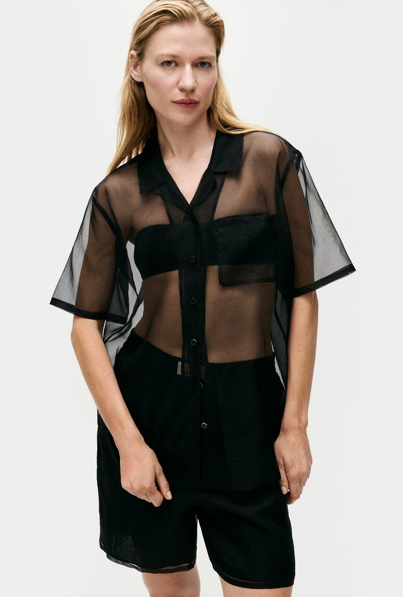 ORGANZA CAMP SHIRT BLACK