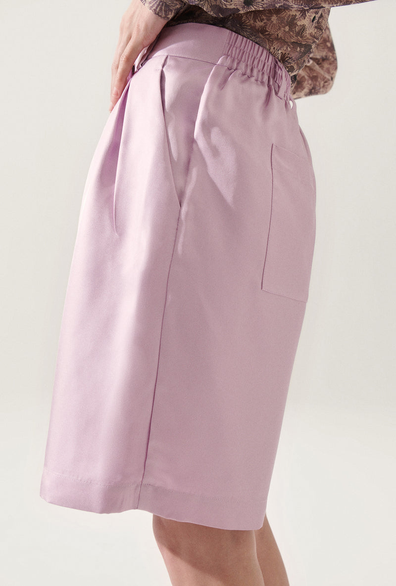 TWILL DOUBLE PLEATED SHORTS LILAC