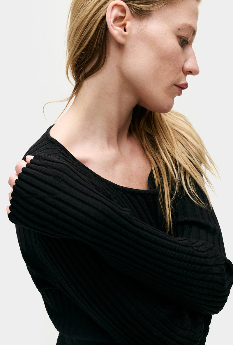 RIBBED KIA CARDIGAN BLACK