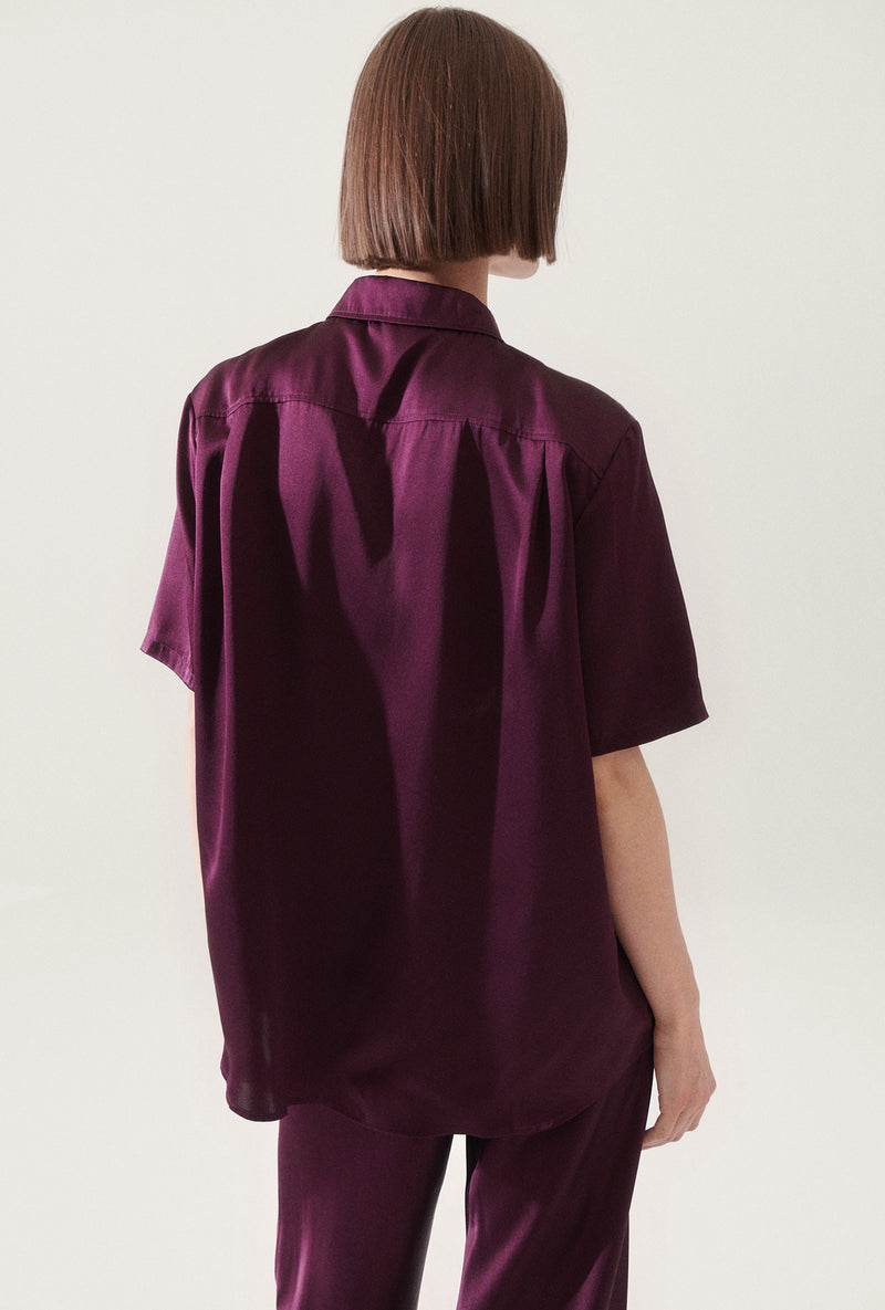 SHORT SLEEVE BOYFRIEND SHIRT BLOOD PLUM